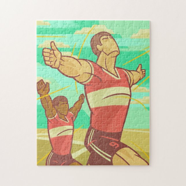 Green Retro Soccer Aesthetic Sport Illustration Jigsaw Puzzle (Vertical)