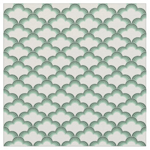 Green retro style waves pattern fabric