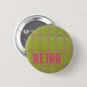 Green Retro Tile 80s 70s 60s vintage background 6 Cm Round Badge
