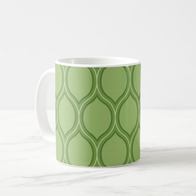 Green retro trellis coffee mug (Front Left)