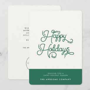Green Retro vintage Happy Holidays corporate Holiday Card