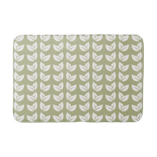 Green Retro Vintage Y2K Leaf Pattern Bath Mat