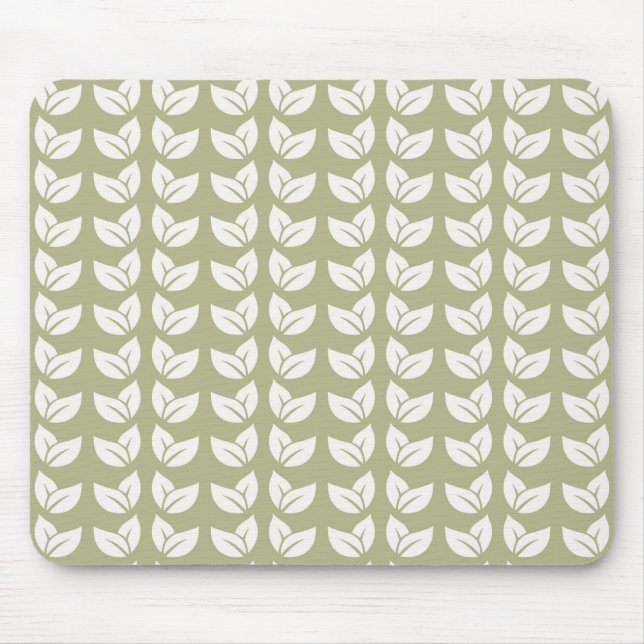 Green Retro Vintage Y2K Leaf Pattern Mouse Mat (Front)
