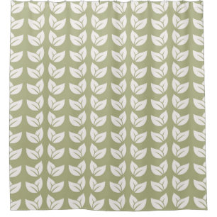 Green Retro Vintage Y2K Leaf Pattern Shower Curtain