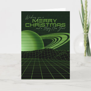 Green Retrowave Christmas Card