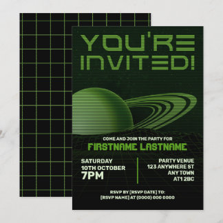 Green Retrowave Party Invitation