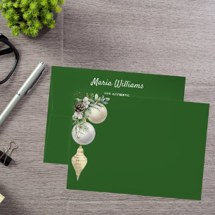 Green return address Christmas Envelope