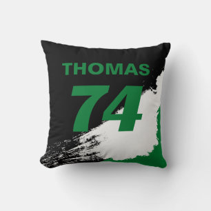 Green Reversible Racing Inspired Name With Number Cushion