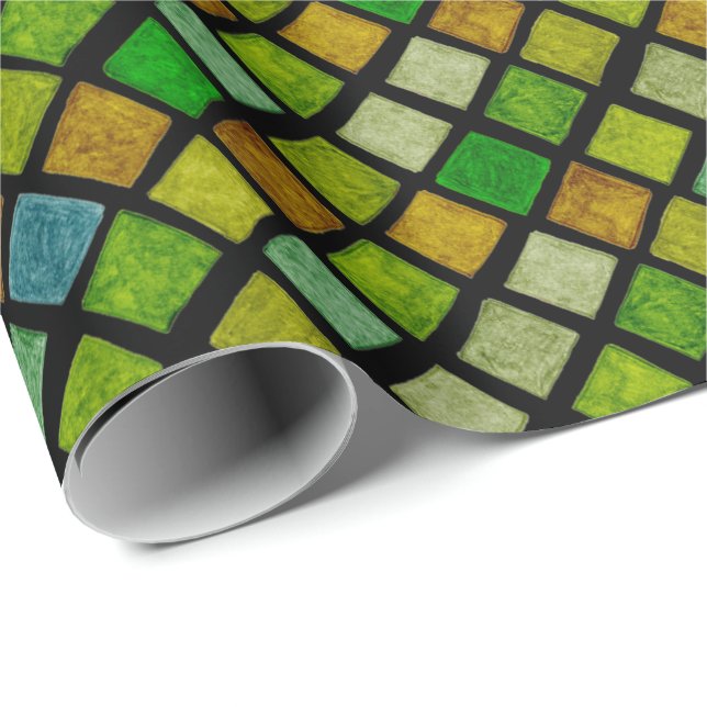 Green Rhombuses Wrapping Paper (Roll Corner)