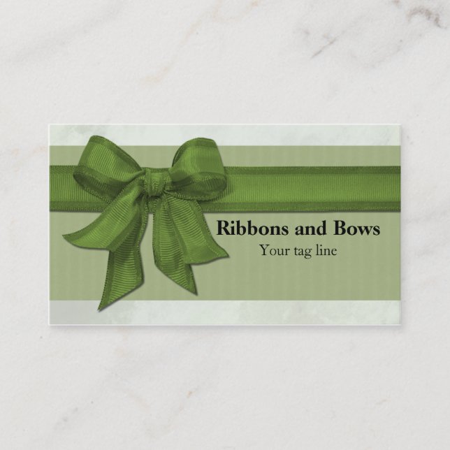 Green Ribbon and bow elegant Custom Business Cards (Front)