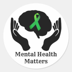  Green Ribbon and Mental Health Awareness Classic Round Sticker