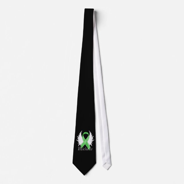 Green Ribbon Angel Wings Tie (Front)