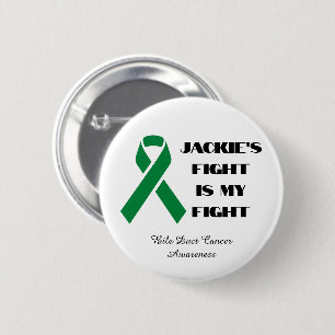 Green Ribbon Bile Duct Cancer Awareness Button