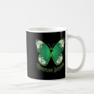Green ribbon butterfly mandala transplant survivor coffee mug