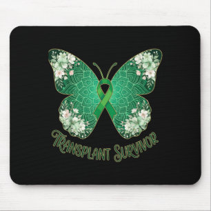 Green Ribbon Butterfly Mandala Transplant Survivor Mouse Mat