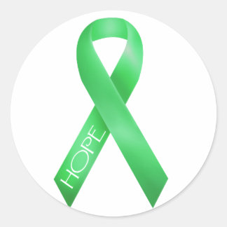 Green Ribbon Classic Round Sticker