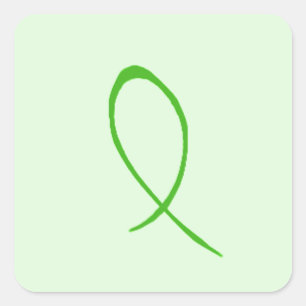 Green Ribbon Customisable Square Sticker