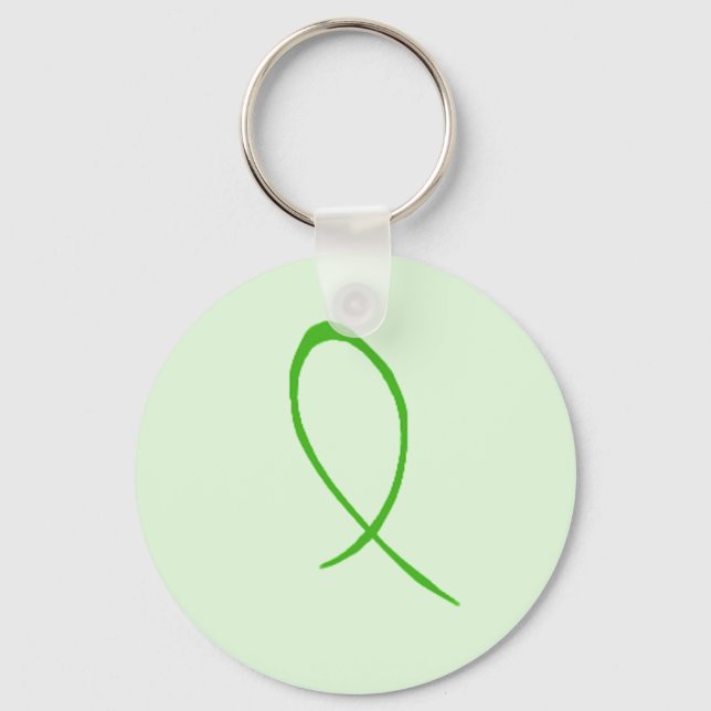 Green Ribbon Customizable Keychain (Front)