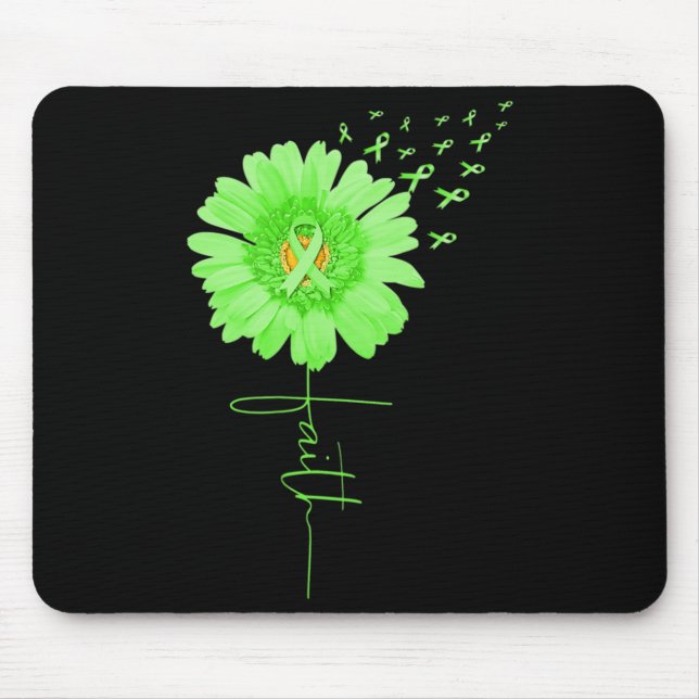 Green Ribbon Daisy Faith Mental Health Awareness M Mouse Mat (Front)