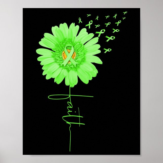 Green Ribbon Daisy Faith Mental Health Awareness M Poster (Front)