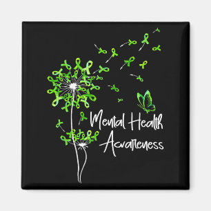 Green ribbon dandelion butterfly mental healthGree Magnet