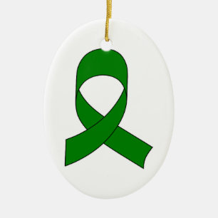 Green Ribbon Drawing Ceramic Tree Decoration