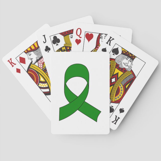 Green Ribbon Drawing Playing Cards (Back)