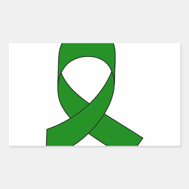 Green Ribbon Drawing Rectangular Sticker (Front)