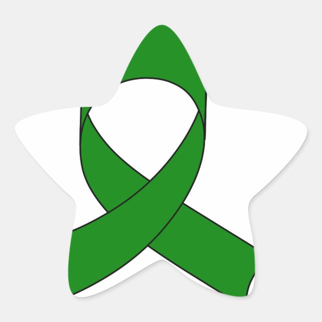 Green Ribbon Drawing Star Sticker (Front)