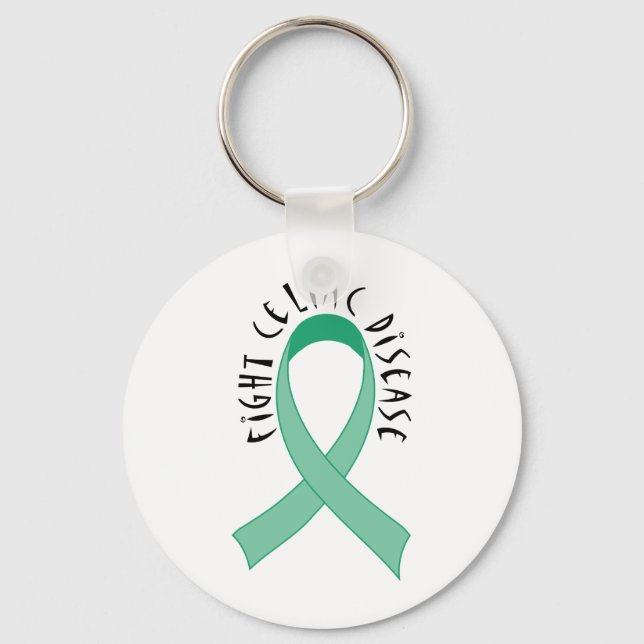 Green Ribbon Fight Celiac Disease Gift Key Ring (Front)