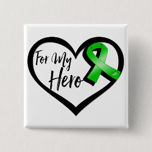 Green Ribbon For My Hero 15 Cm Square Badge