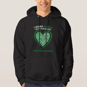 Green Ribbon Great Grandpa Kidney Disease Awarenes Hoodie