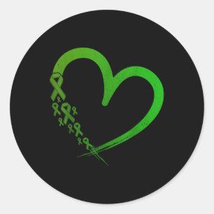 Green Ribbon Heart Mental Health S Awareness Month Classic Round Sticker