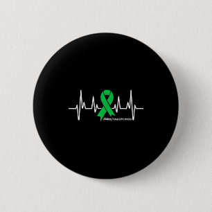 Green Ribbon Heartbeat Kidney Disease Awareness Me 6 Cm Round Badge