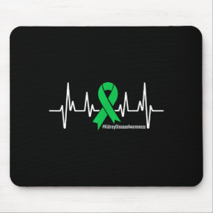 Green Ribbon Heartbeat Kidney Disease Awareness Me Mouse Mat