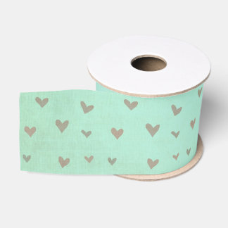 Green Ribbon Hearts Grosgrain Ribbon