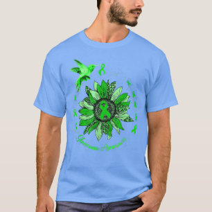 Green Ribbon Leopard Sunflower Glaucoma Awareness T-Shirt