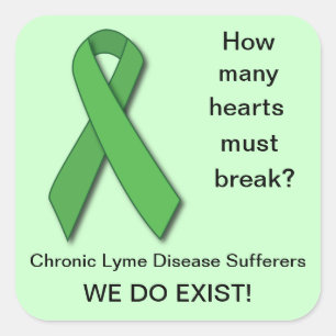 Green Ribbon Lyme Disease Awareness Square Sticker