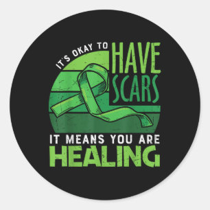 Green Ribbon Mental Health Awareness  Classic Round Sticker