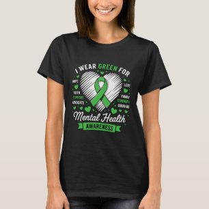 Green Ribbon Mental Health Awareness Month Support T-Shirt