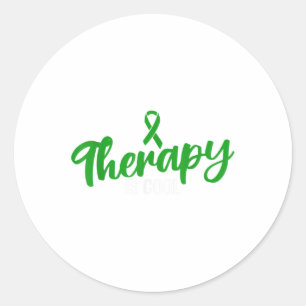 Green Ribbon Mental Health Awareness Therapy Is Co Classic Round Sticker