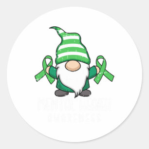 Green Ribbon Mental Health Awareness Warrior Classic Round Sticker