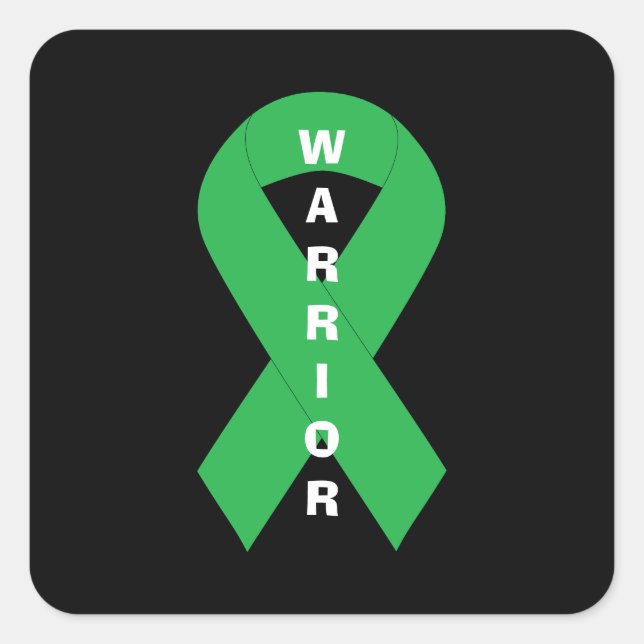 Green Ribbon Mental Health Awareness Warrior Square Sticker (Front)