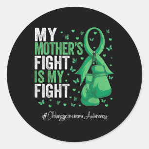 Green Ribbon Mother Cholangiocarcinoma Awareness  Classic Round Sticker