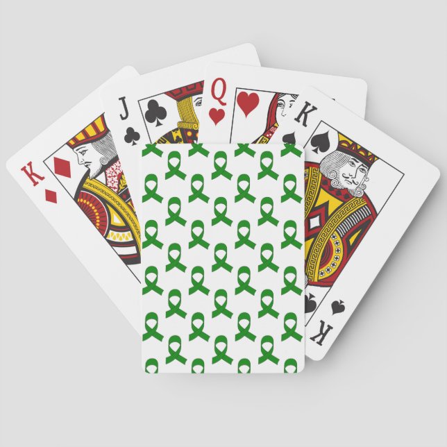 Green Ribbon Pattern Playing Cards (Back)