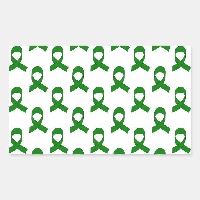 Green Ribbon Pattern Rectangular Sticker (Front)