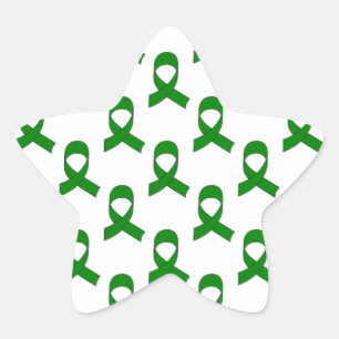 Green Ribbon Pattern Star Sticker