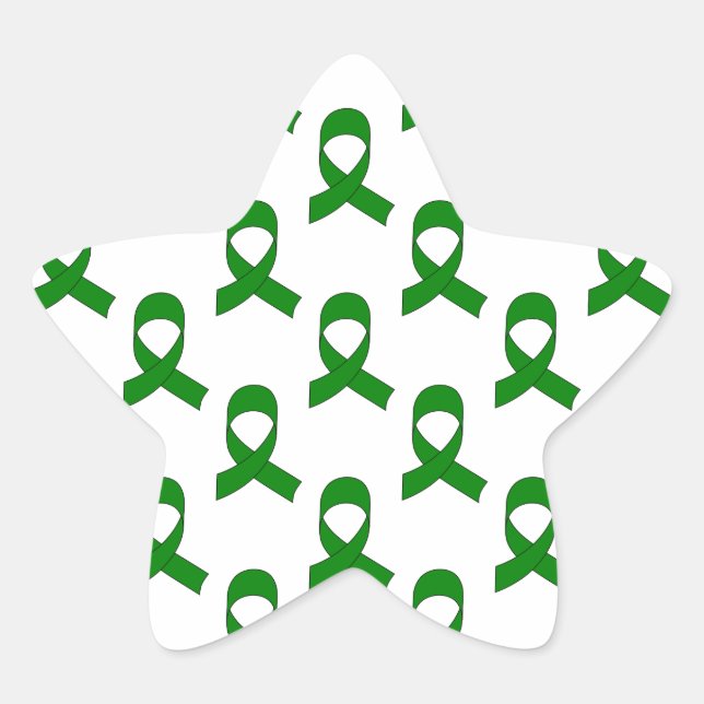 Green Ribbon Pattern Star Sticker (Front)