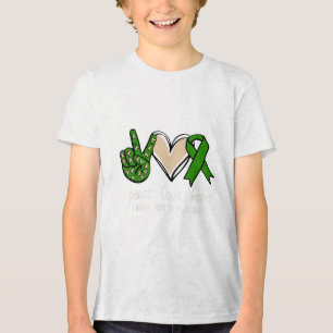 Green Ribbon Peace Love Hope Mental Health Awarene Tri-Blend Shirt