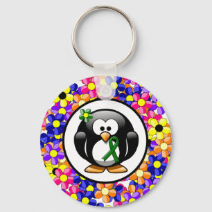 Green Ribbon Penguin Key Ring